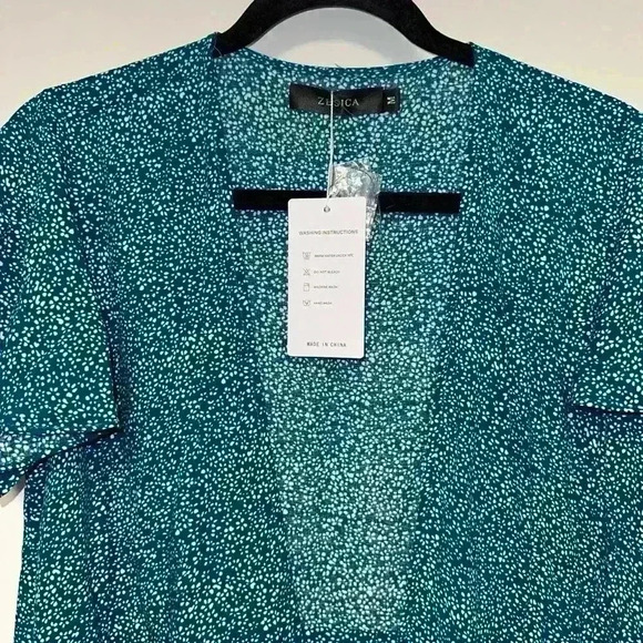 NWT! Zesica Teal Floral Wrap Dress with Ruffles Size M - Picture 4 of 10